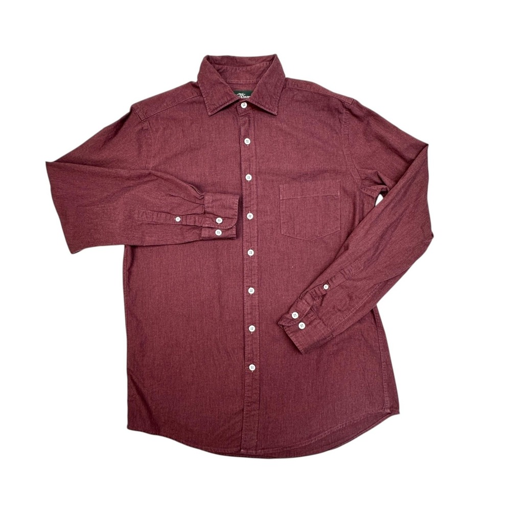 Rodd & Gunn Shirt Mens Medium Red Claret Sports Fit Cotton Long Sleeve Button Up